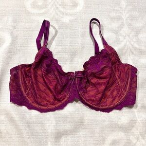 Chantelle Rive Gauche Underwire Lace Bra 38DD 3281 purple